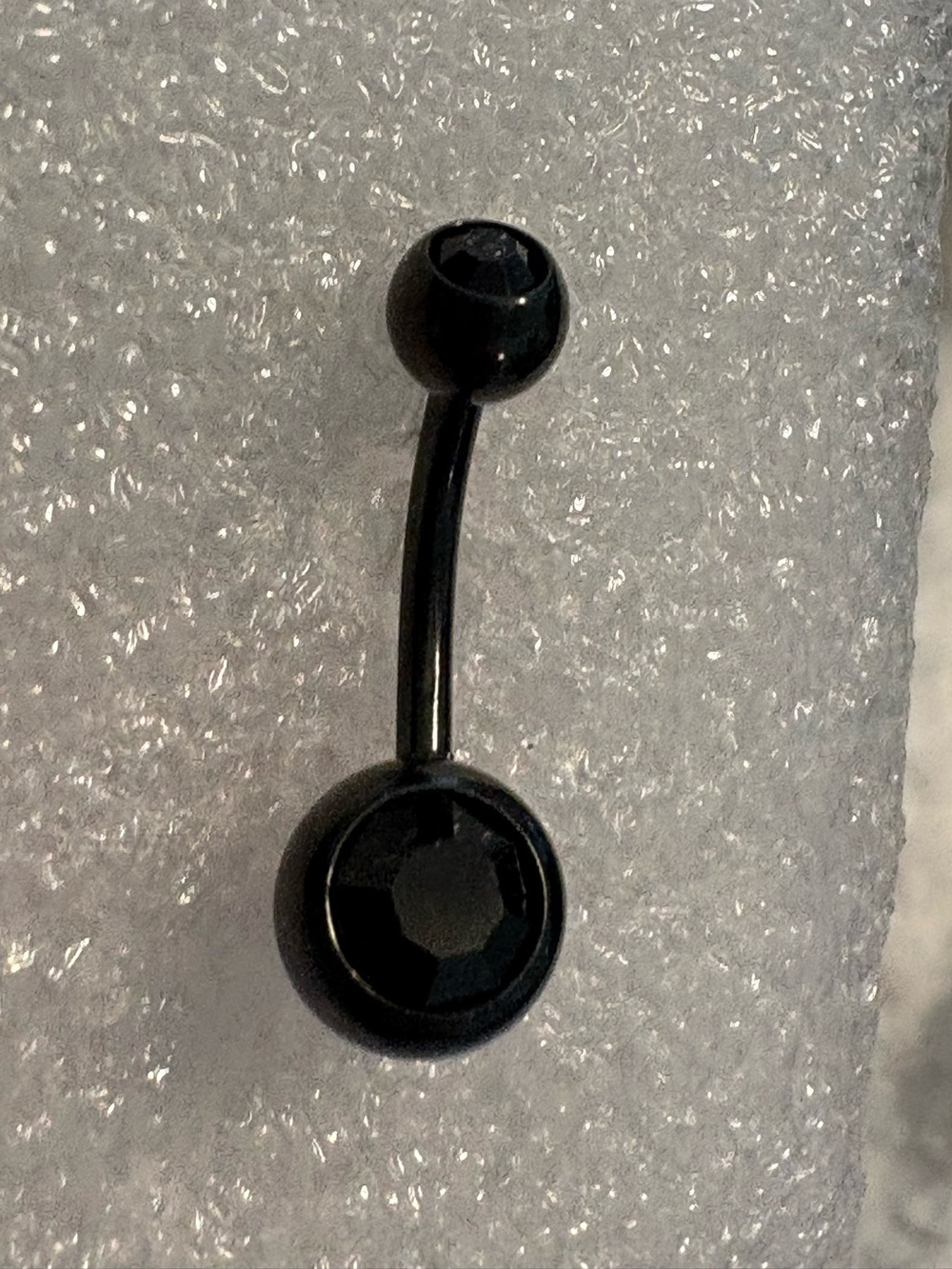 Belly Ring- Black onyx like  Stainless Steel Naval Belly Button Ring Tray B4-40